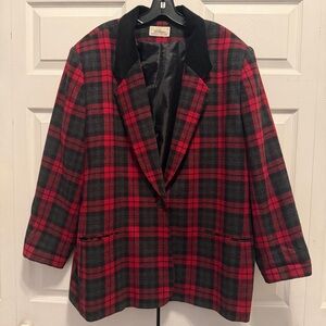 Worthington Red Plaid Wool Jacket Women’s 24W Business Blazer